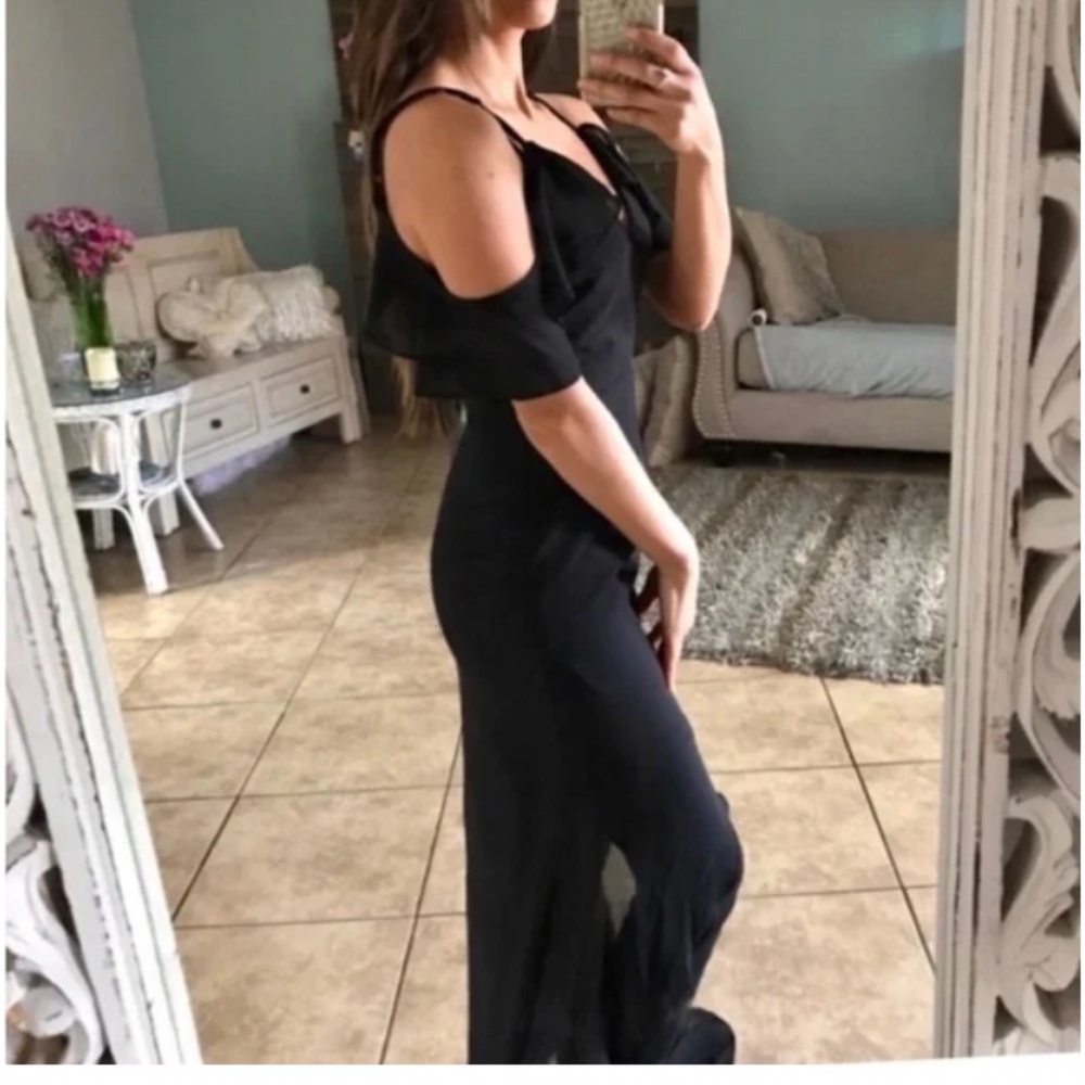 🪞 NEW chiffon flutter sleeve front split long maxi dress by missguided - Picture 3 of 5
